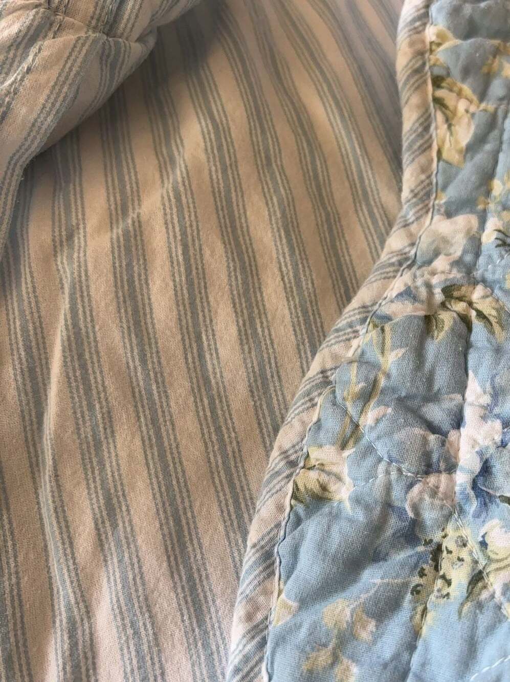 Laura Ashley Floral Quilted Pillow Sham Blue White - Picture 7 of 9